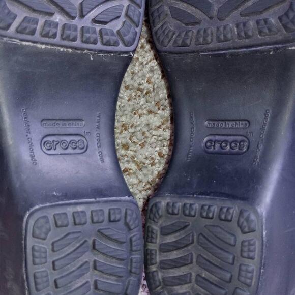 Crocs Black Leather Slip-On Mules Women’s Size 8 Comfort Clogs - Picture 10 of 11